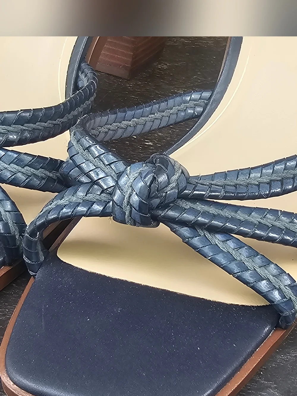 Women's Size 12 M Braided Navy Blue Strap Block Heel Sandals Navy Giani Bernini - Picture 10 of 11